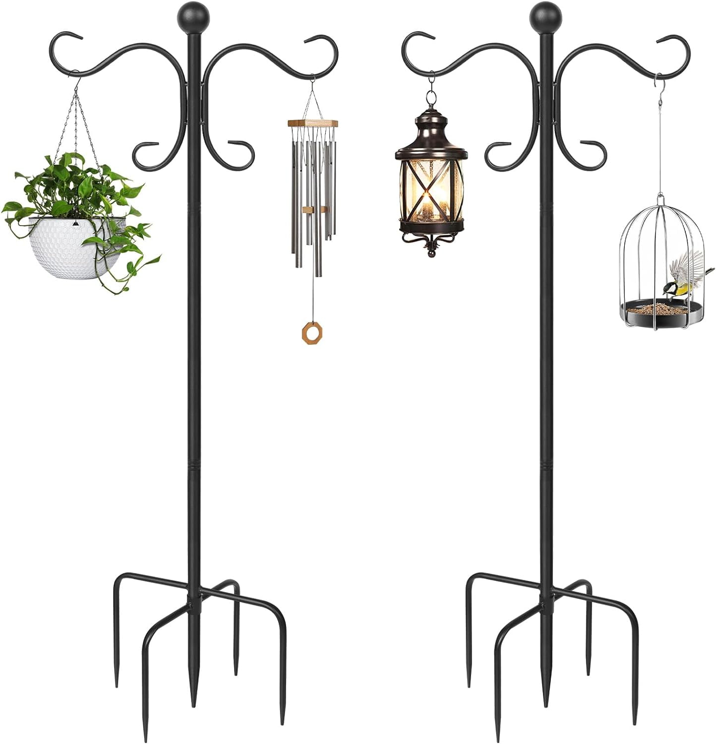 AOMGD 2 Pack 76 Inch Adjustable Double Shepherds Hooks for Outdoor ...