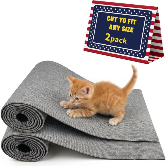 2 Pack 78Inch Grey Cat Scratch Mat for Couch, Trimmable Cat Carpet Self-Adhesive. Durable Cat Scratching Mat, Leather Couch Cat Scratch Protector and DIY Climb Furniture Protector from Cat Claws.