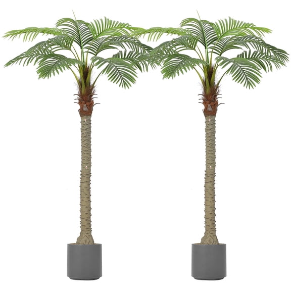 2-Pack 7ft Artificial Palm Trees - Indoor/Outreal Decor for Home, Office, Backyard & Garden