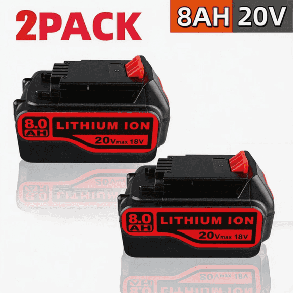 2-Pack 8.0Ah 20V Battery Replacement for B+D 20V Tools LB20 LBX20 LBXR20 LBXR20B LBXR2020 LBX4020 LB2X4020 LST220 Battery