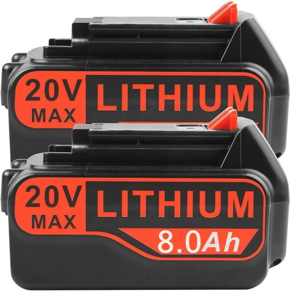 2-Pack 8.0Ah 20V Battery Replacement for Black+Decker 20V Tools LB20 LBX20 LBXR20 LBXR20B LBXR2020 LBX4020 LB2X4020 LST220 Battery