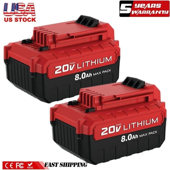 2-Pack 8.0Ah 20V Lithium-Ion Battery Replace for Porter Cable 20 Volt PCC685L PCC680L Power Tool