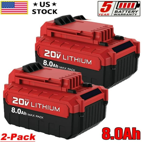 2-Pack 8.0Ah 20V Lithium-Ion Battery Replace for Porter Cable 20 Volt PCC685L PCC680L Power Tool