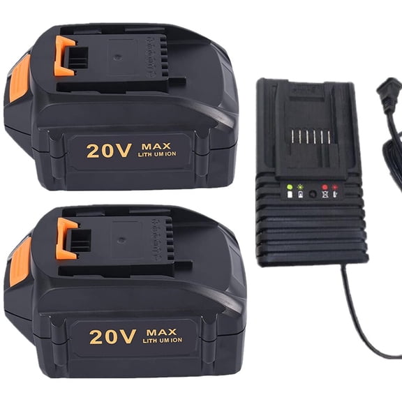 2-Pack 8.0Ah Battery Replacement for Worx 20V Battery Power Share WA3575 WA3525 WA3578 WA3520 WA3742 WG155s and Charger