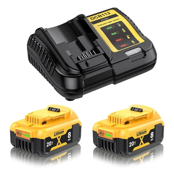 2 Pack 8.0Ah Replacement Battery  for Dewalt 20V Max Batteries DCB200 DCB205-2 DCB206 DCB204 DCB203 DCB208 Compatible with Dewat 20V Cordless Power Tools and Charger