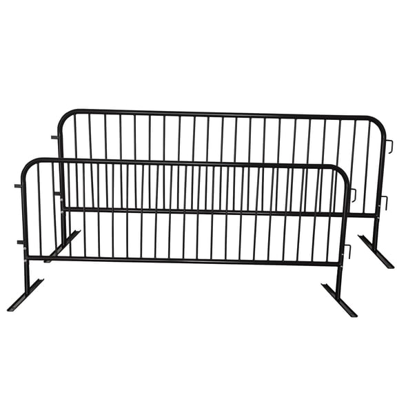 2 Pack 8.5 Ft Steel Crowd Control Heavy Duty Interlocking Steel Safety Barriers Barricade Fence Frame Guard for Events Road Traffic Control, Black