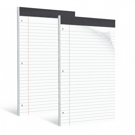 2 Pack 8.5 x 11 Legal Pads, White Wide Ruled Notepads 30 Sheets Each, Perforated Writing Pads with 3-Hole Punched Paper, Perfect for Home Office Business Note Taking, White