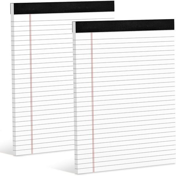 2 Pack 8.5x11 Inch Wide Ruled White Legal Pads 30 Sheets Each