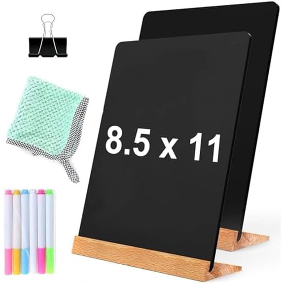 2 Pack 8.7x12 Inch Tabletop Chalkboard with Wood Holder