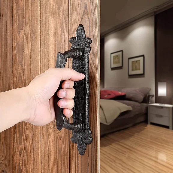 2 Pack 8.9 Inch Heavy Duty Cast Iron Dark Brown Barn Door Drawer Cabinet Pull Handles