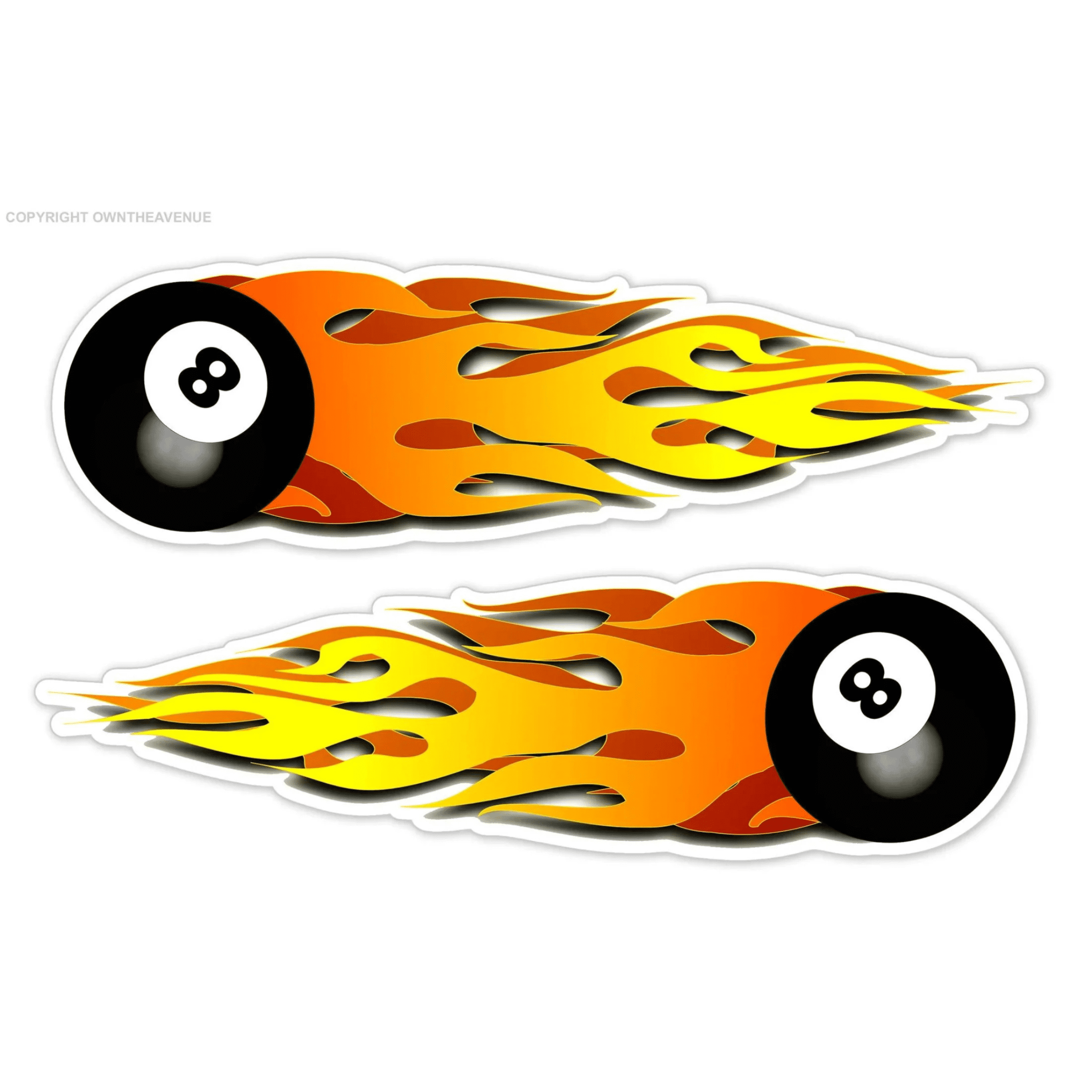 2 Pack 8 Ball Billiard Pool Flames Vintage Jk Retro Bopper Chopper Hot ...