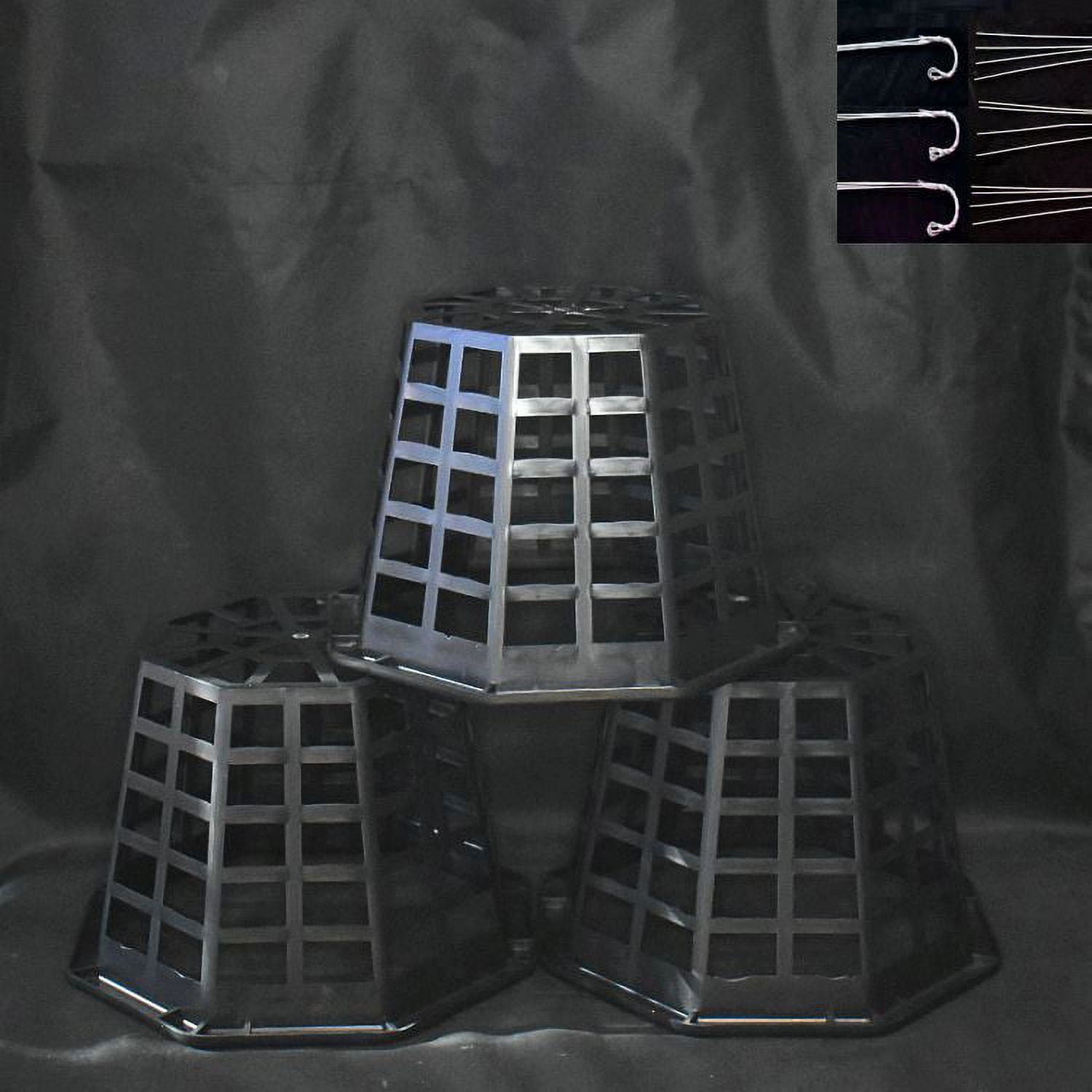 2 Pack 8'' Black Ultimate Plastic Orchid Basket w/30'' Hangers by
