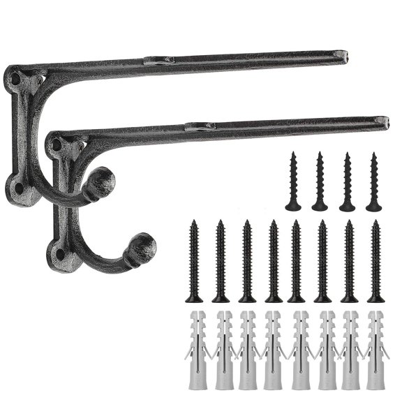 2 Pack 8" Bracket Cast Iron Heavy Duty Floating Shelf Hardware