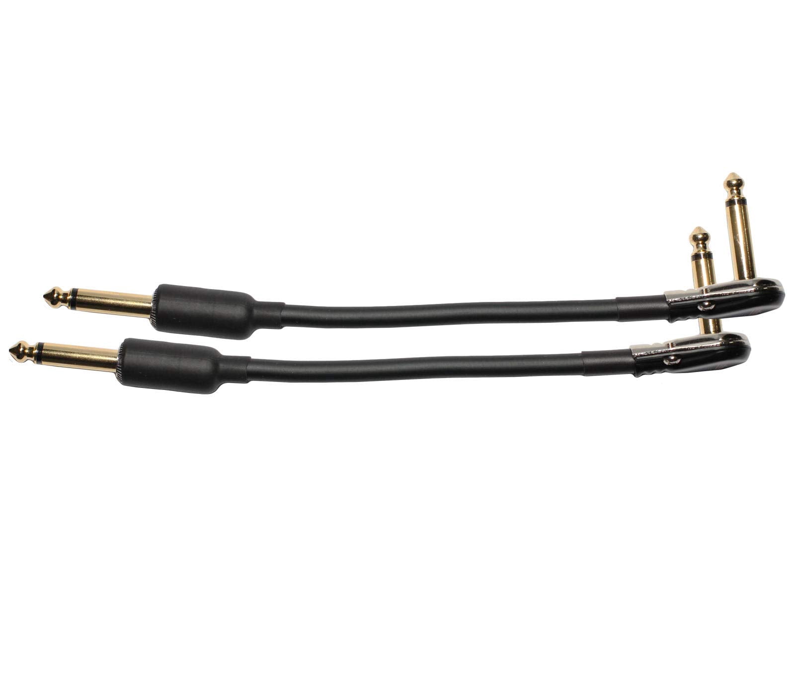 2-Pack 8" Castline Gold Mogami 2524 Guitar Pedal Board Effects Switcher Patch Cable 1/4 TS Low Profile and Short Barrel Connectors