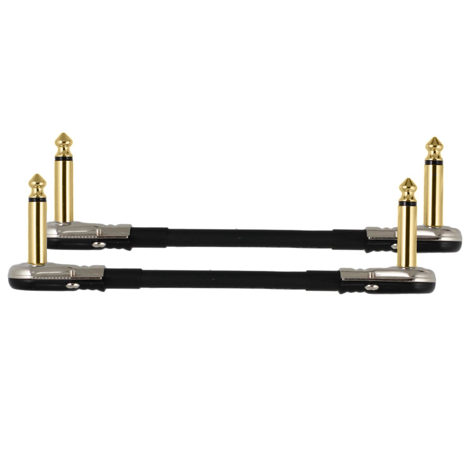 2-Pack 8" Castline Gold Mogami 2524 Guitar Pedal Board Patch Cable TS Low Profile Pancake Connector