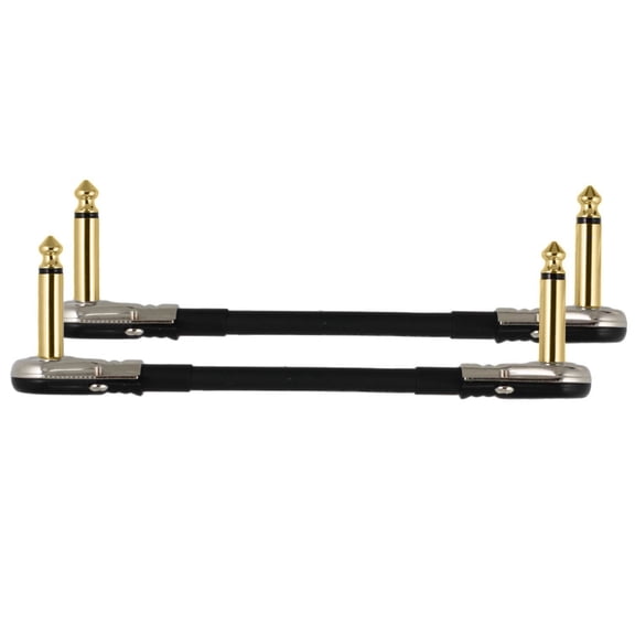 2-Pack 8" Castline Gold Mogami 2524 Guitar Pedal Board Patch Cable TS Low Profile Pancake Connector