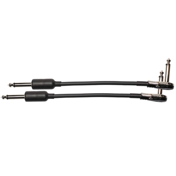 2-Pack 8" Castline Silver Mogami 2319 Guitar Pedal Board Effects Switcher Patch Cable 1/4 TS Low Profile and Short Barrel Connectors