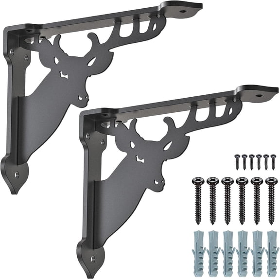 2 Pack 8" Heavy Duty Shelf Brackets, Deer Decorative L Brackets