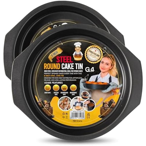 2 Pack 8 Inch Cake Tin for Baking – Non Stick 20cm Round Cake Tins for Cheesecake, Springform Tins – Oven & Freezer Safe Cake Pan for Home Kitchen Baking