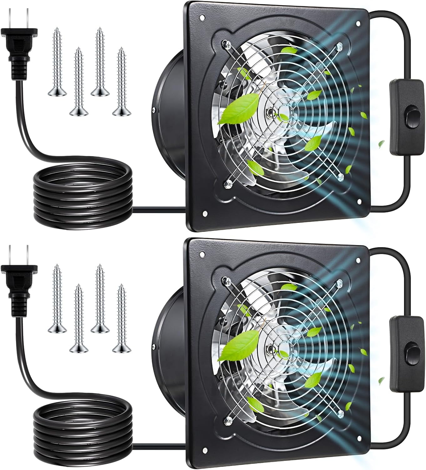 2 Pack 8 Inch Kitchen Exhaust Fan, 760CFM Metal Attic Exhaust Fan, 80W ...