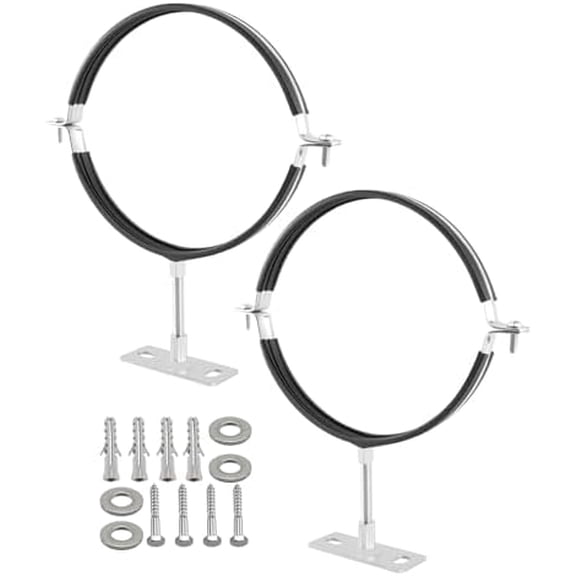 2 Pack 8 Inch Pipe Support Clamps Mount with Rubber Pad, Industrial Galvanized Steel Hanger Brackets for Ventilation & Drainage Systems$$Tools & Hardware Other