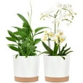 thumbnail image 1 of 2 Pack 8 Inch Planters for Indoor Plants, Plastic Flower Pots Plant Pots Indoor with Drainage Saucer for Outdoor Garden Home Plant, White 8”, 1 of 8