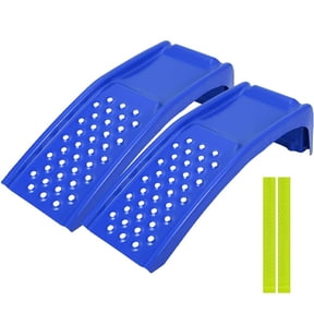 2 Pack 8 Inch Steel Car Ramp, 8000LBS Total Load with Reflective Sticker, Heavy Duty Support Stand for SUV Truck Repair, Blue