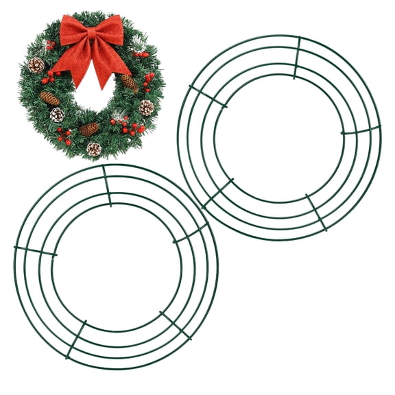 2-Pack 8 Inches Wire Wreath Frame – Round Metal Wreath Form with Ring Design for DIY Crafts, Floral Projects, and Home Decor – Dark Green Wire Frame for Christmas Holiday & Weddings