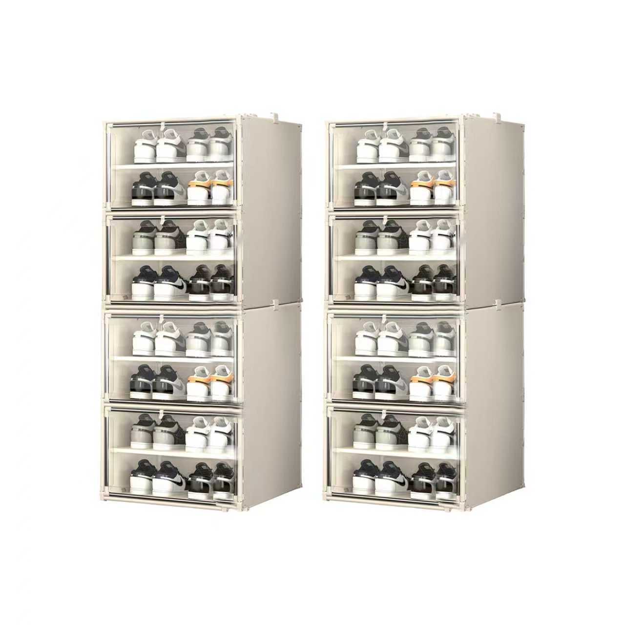 2 Pack，8 Layers 64 Grids Shoe Cabinet Shoe Rack Shoe Shelf Shoe Storage ...
