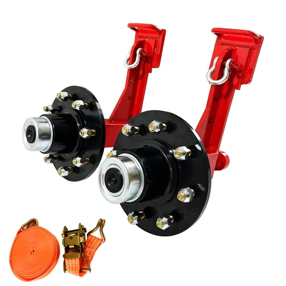 2-Pack 8-Lug Shipping Container Wheel Kit & Axle with Ratchet Straps for 20ft-40ft Containers