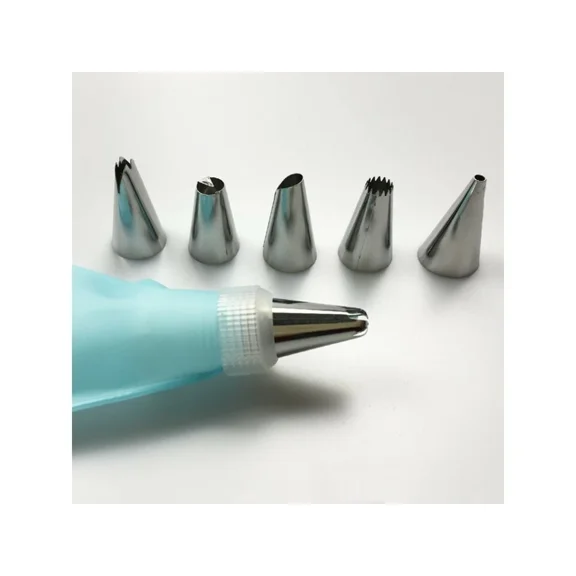 [2 Pack] 8 Pcs. Cake Decorating Kit Including Silicone Reusable Bag With Nozzles