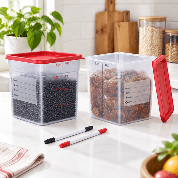 2 Pack 8 Qtmercial Food Storcontainers With Lids Translucent Square For Pet Flour Sugar Rice And Dry Fifo Label Area
