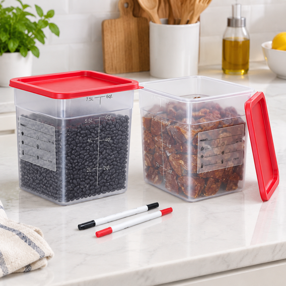 2 Pack 8 Qtmercial Food Storcontainers With Lids Translucent Square For Pet Flour Sugar Rice And Dry Fifo Label Area