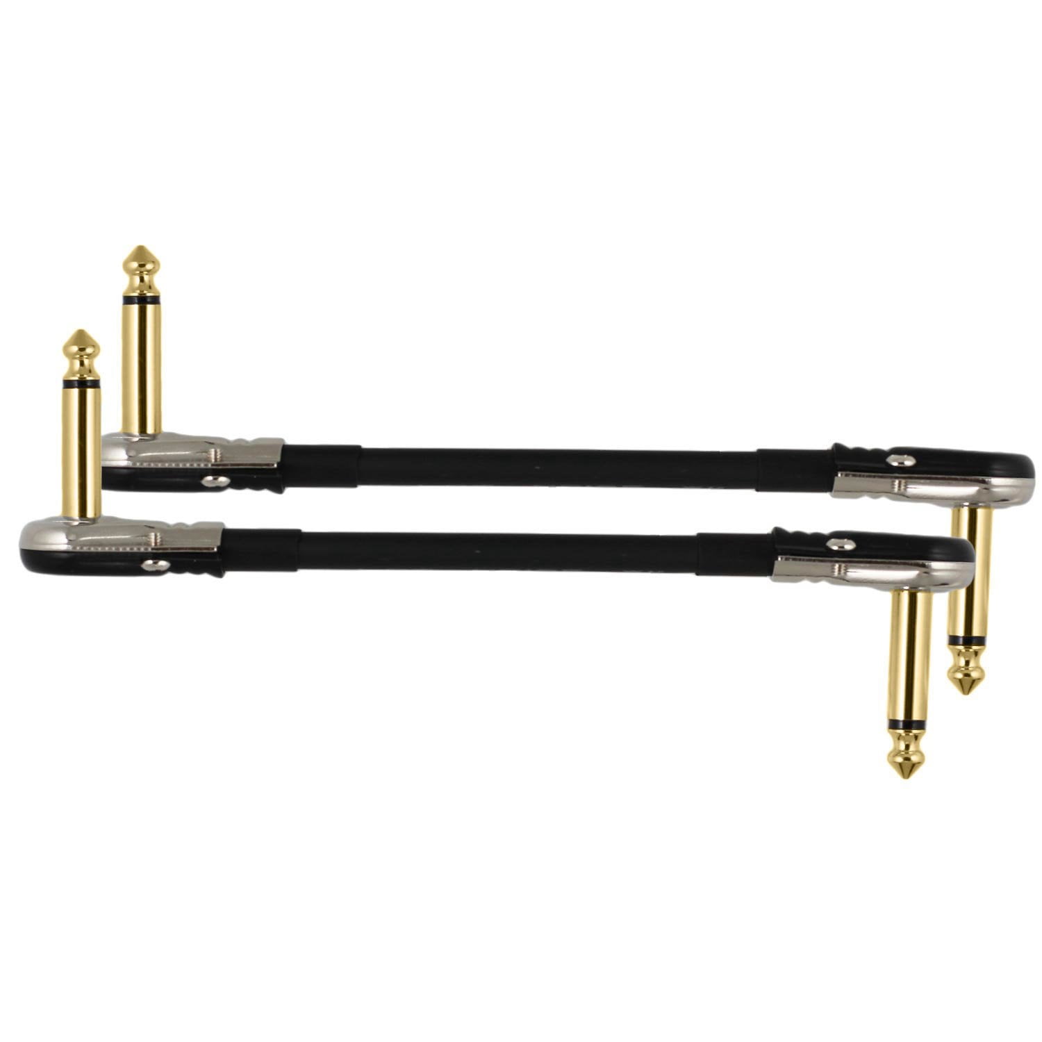 2-Pack 8" S-Shape Castline Gold Mogami 2524 Guitar Pedal Board Patch Cable TS Low Profile Pancake Connector