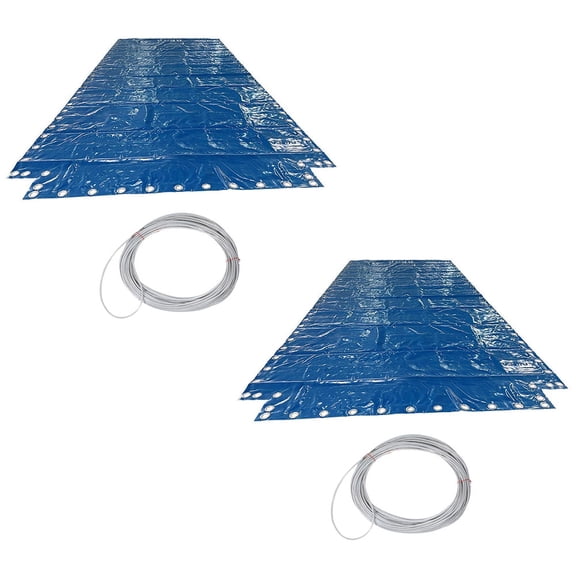 2 Pack 8'x 40' Heavy Duty Vinyl Shipping Container Tarps w/ Tie-Down Cable 19 oz Utility Blue Waterproof Shipping Container Cover