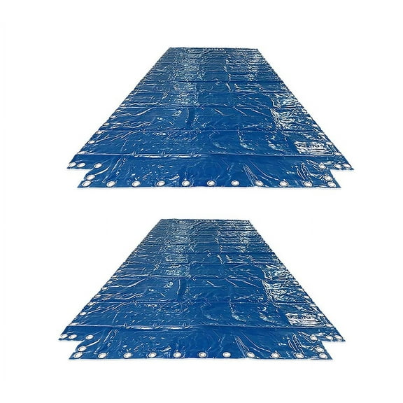 2 Pack 8'x 40' Heavy Duty Vinyl Shipping Container Tarps w/ Tie-Down Cable 19 oz Utility Blue Waterproof Shipping Container Cover