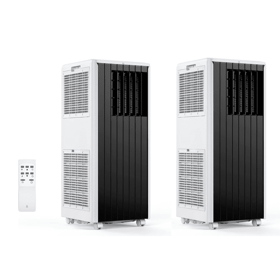 2 Pack 8000 BTU Portable Air Conditioner, 3-in-1 AC/Dehumidifier/Fan, Cools Up to 350 Sq.ft, Ultra Quiet (≈50dB) with Remote Control, Window Kit & Rolling Casters, Easy Installation for Home