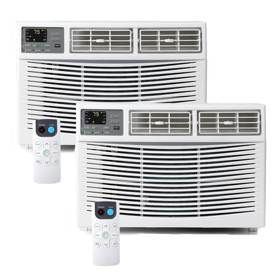2 Pack 8000 BTU Smart Window Air Conditioner with WiFi & App Control, Cools Up to 350 Sq Ft, Window AC Unit with Remote, 3 Fan Speeds & Sleep Mode, Energy Efficient, White