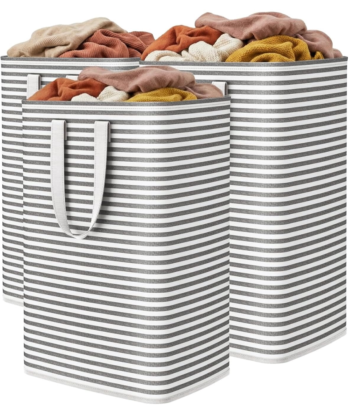 2 Pack 80L Collapsible Laundry Baskets, Waterproof Freestanding Clothes Hamper with Reinforced Handles, 160L Total for Bedroom & Laundry Room