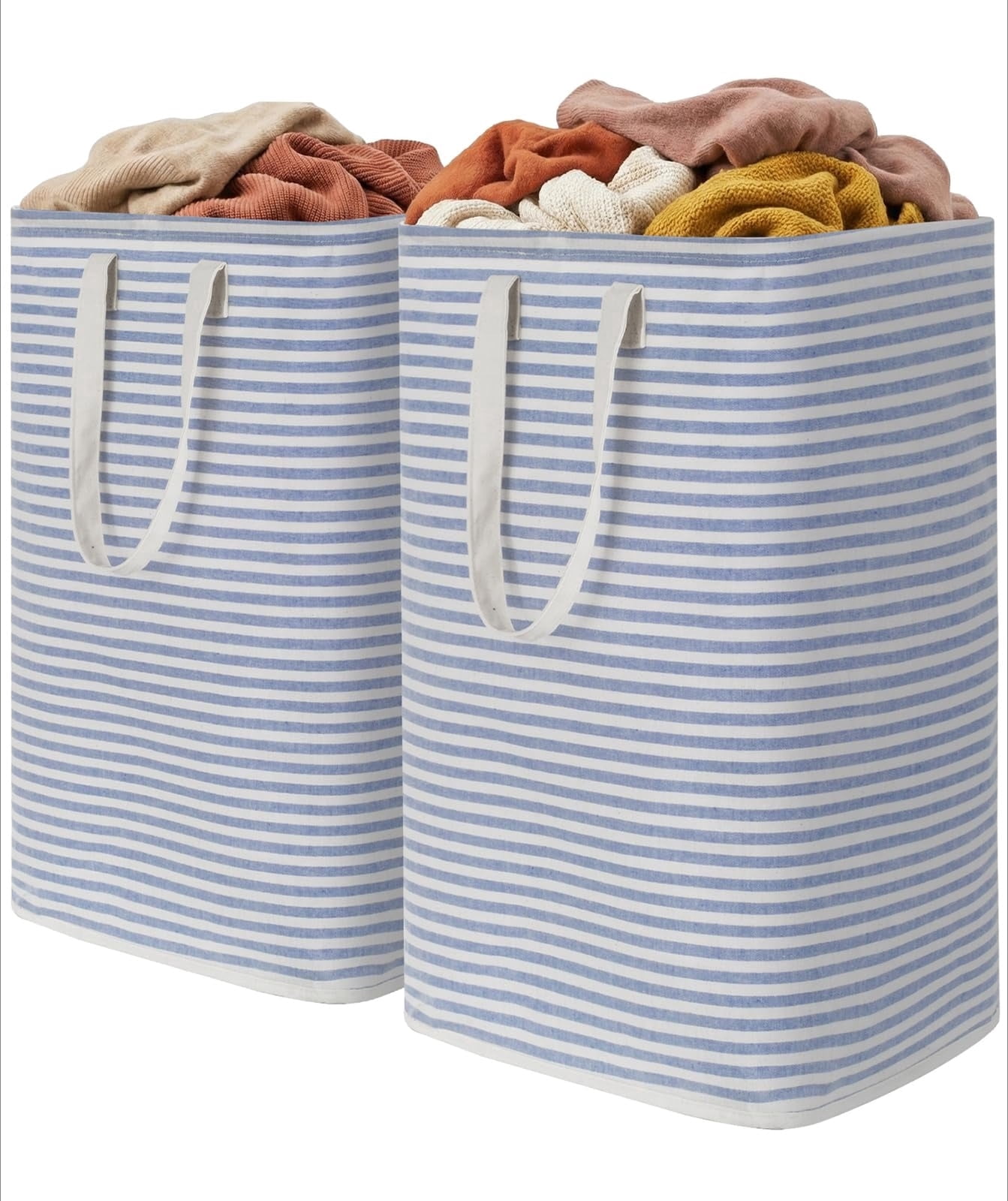 2 Pack 80L Collapsible Laundry Baskets, Waterproof Freestanding Clothes Hamper with Reinforced Handles, 160L Total for Bedroom & Laundry Room