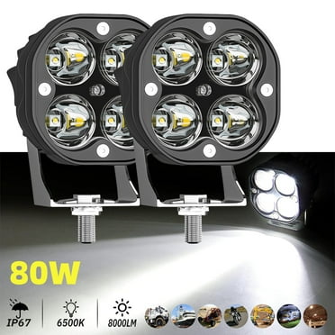2 Pack 80W LED Light Bar Set for Vehicles, IP67 Waterproof 4800LM SpotLight , Off Road Light for ATV UTV SUV Truck Boat