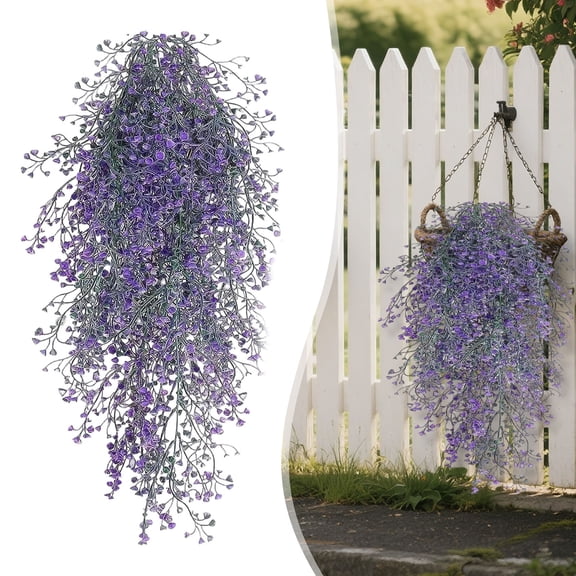 2-Pack 80cm Purple Artificial Bellflower Hanging Vines, Faux Trailing Greenery for Boho Home Decor, Halloween & Fall Party, Indoor Outdoor Wall Decor