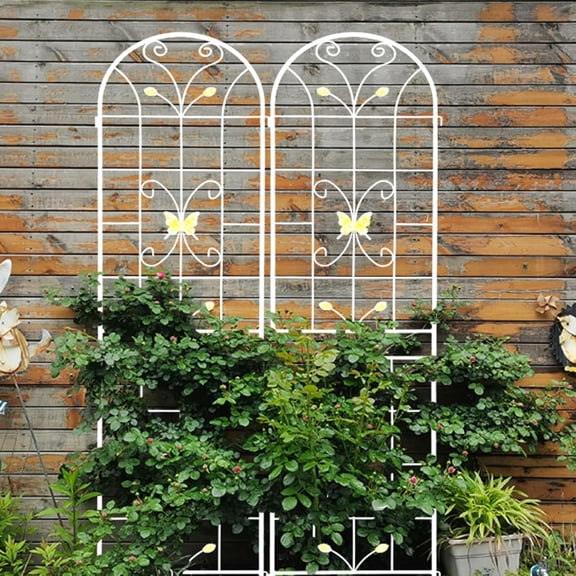 2 Pack 86.7" H Metal Garden Tall Trellis for Climbing  Outdoor,Large Heavy-Duty Outdoor Flower  Support for Roses Vines,Rustproof Galvanized Powder-Coated Frame with Butterfly Decor