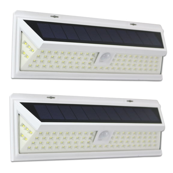 2 Pack 86 LED Solar Power Motion Sensor Wall Light Outdoor Garden Lamp White