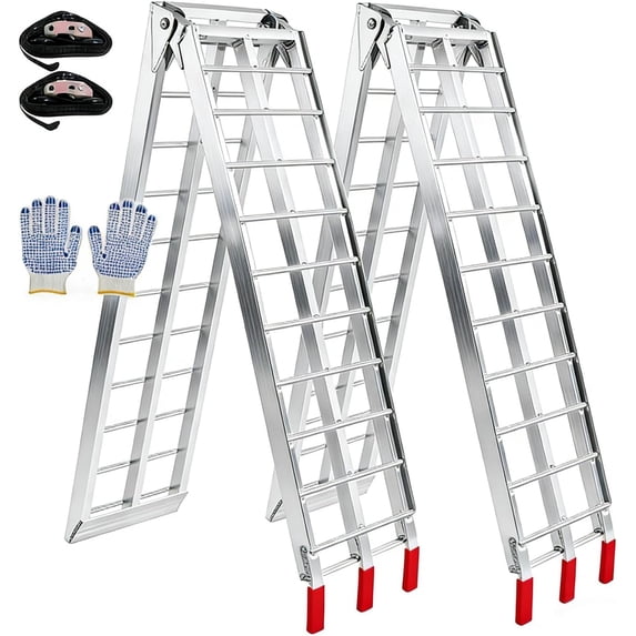 2 Pack 89 In Aluminum Motorcycle Ramp 750 lbs Capacity Lightweight Folding Dirt Bike Loading Ramps for Pickup Truck ATV/UTV