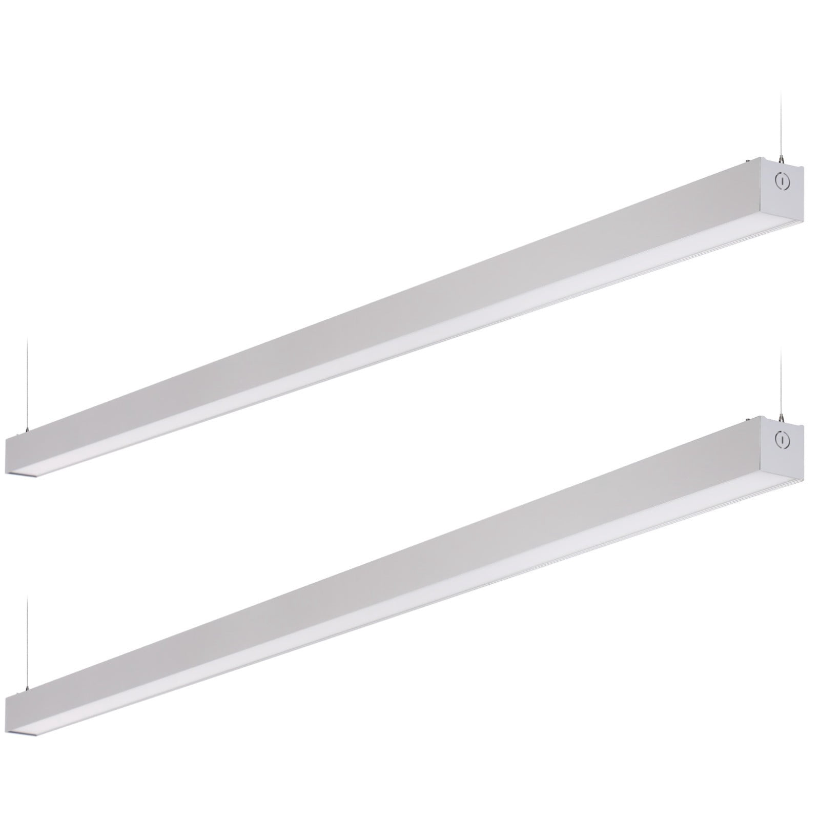 2 Pack 8FT 80W 3CCT Dimmable Commercial Linkable Linear Light, 3000K/4000K/5000K Selectable, Suspended Strip Light, Silver
