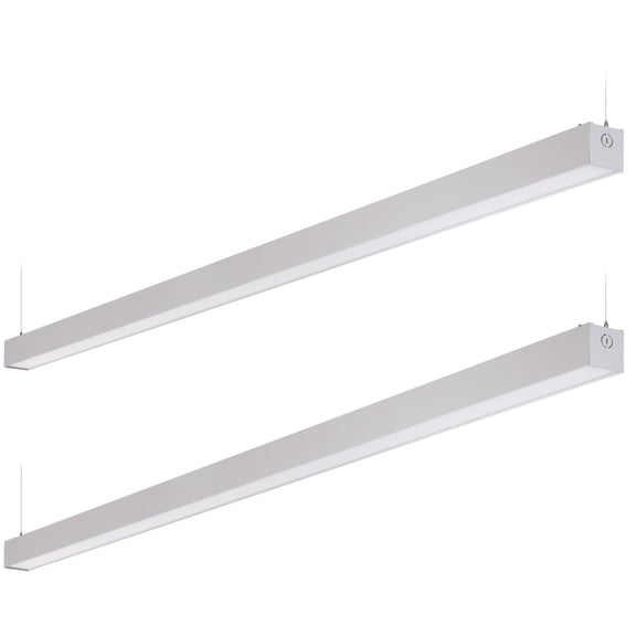 2 Pack 8FT 80W 3CCT Dimmable Commercial Linkable Linear Light, 3000K/4000K/5000K Selectable, Suspended Strip Light, Silver