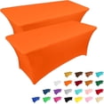 thumbnail image 1 of Parojati 2 Pack 8FT Table Cloth for Rectangular Fitted Events Stretch Pink Table Covers Washable Spandex Tablecloth Protector for Party, Wedding, Cocktail, Banquet, Festival Orange, 1 of 6