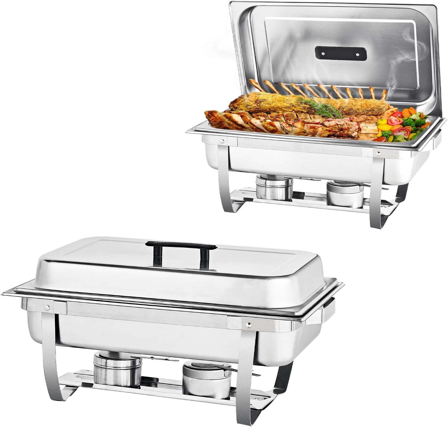 2 Pack 8QT Chafing Dish Buffet Set Stainless Steel Chafer Rectangular