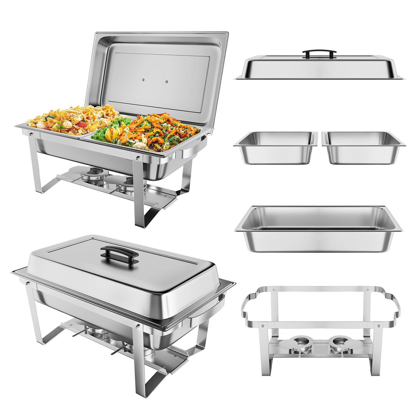 2 Pack 8QT Stainless Steel Chafing Dish Buffet Set - Food Warmer Chafer ...
